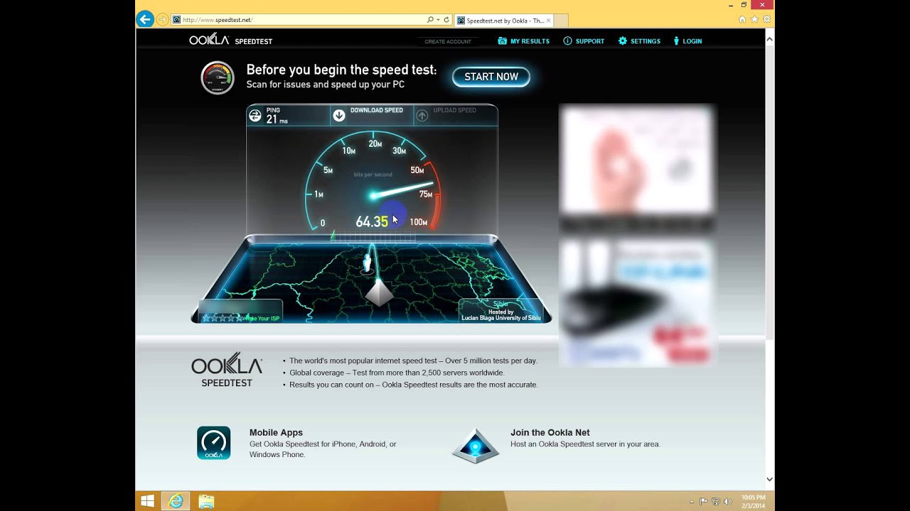 test your internet upload and download speed