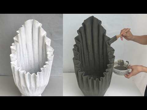 Amazing creation, make beautiful flower pot from cement and Rag! Unbelievable result!