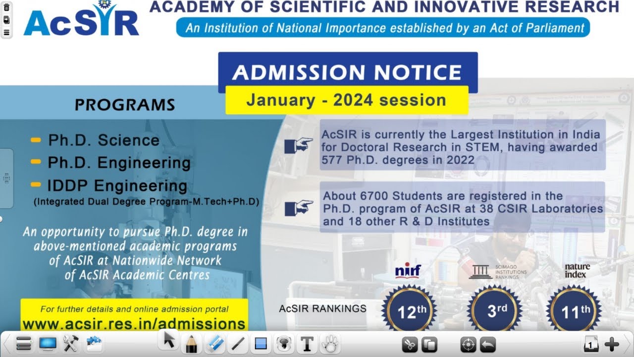 AcSIR January 2024 PhD Admission Application Form Is Live Now Detail 