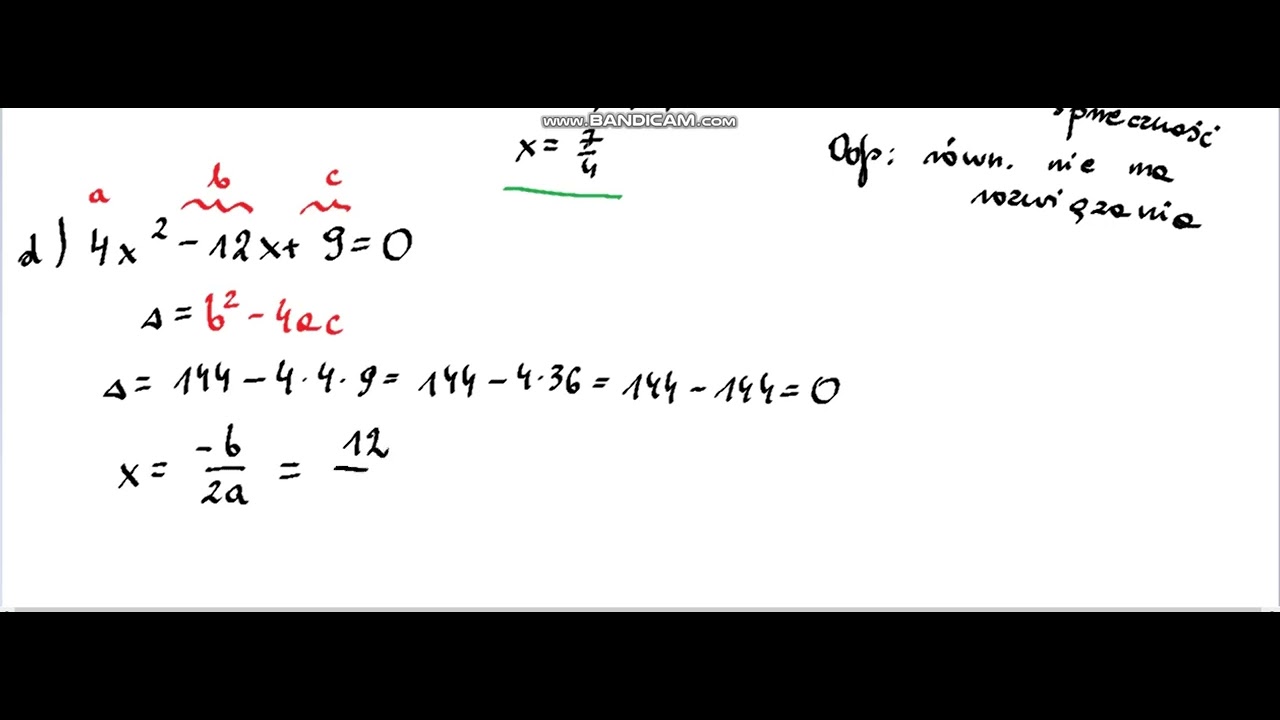 rozwiąż równanie kwadratowe, kl.2 zad 3.121