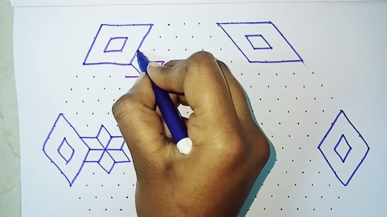 Simple rangoli with 21-11 dots 