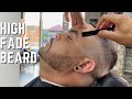 High Skin Fade Haircut With Beard Barber Tutorial