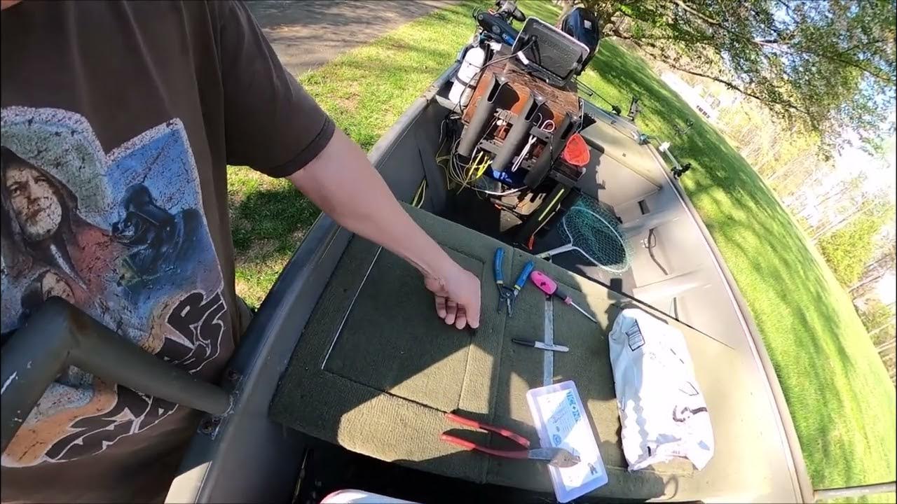 Black light install on Jon boat lights up rods for night fishing! 