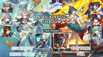 E1S1 Firefly and E0S1 Yunli | 3 Stars | Honkai Star Rail | 2.4.1 | Apocalyptic Shadow | 7165 pts