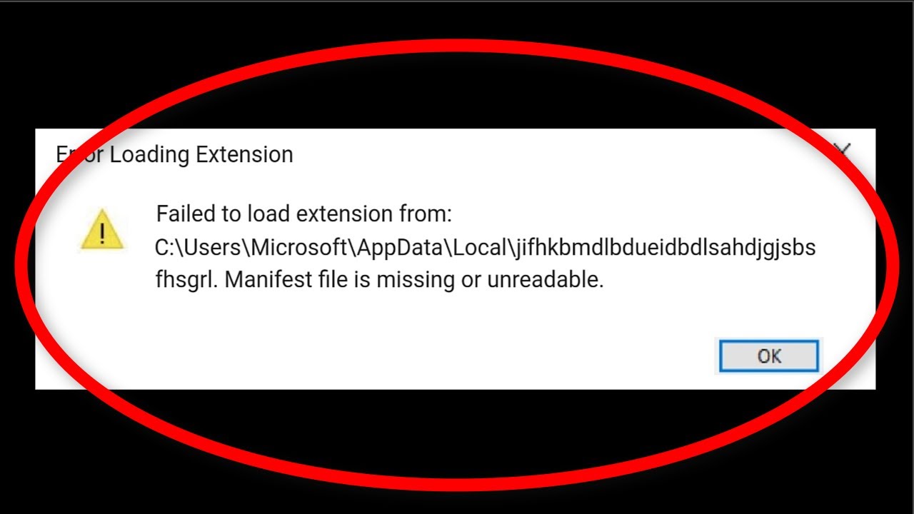 Extension ошибка. Failed to load. Extension–load. Manifest load Error. Файл манифеста недоступен.
