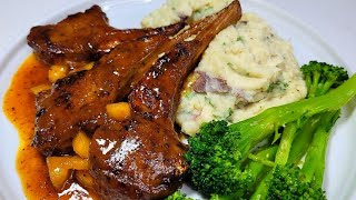 Crown Royal Apple glazed lamb chops | full dinner recipe perfect for mother's day.