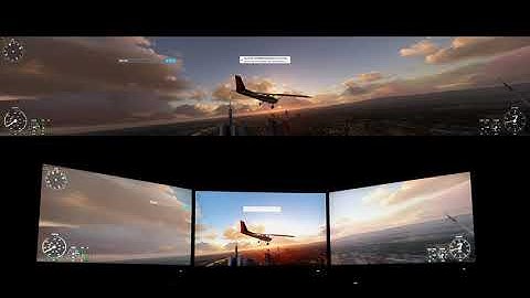 Microsoft Flight Simulator 2020: Triple Monitor Setup - Flight over Frankfurt.