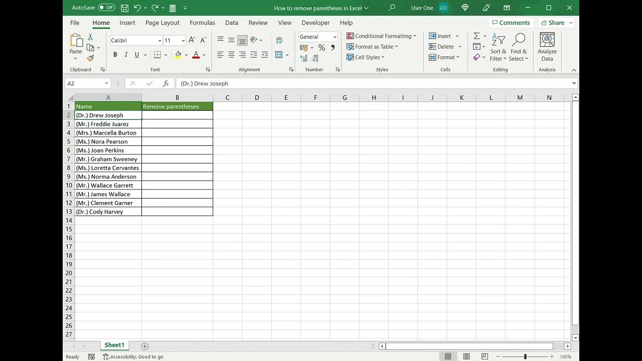 How to remove parentheses in Excel YouTube