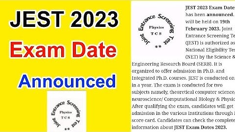 JEST 2023 Exam Date Announced | JEST Exam Date  Full Details | MDE