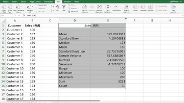 Using Microsoft Excel to Generate Descriptive Statistics