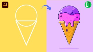 How to draw an Ice cream in adobe illustrator | Ice-cream cone Vector Tutorial screenshot 3