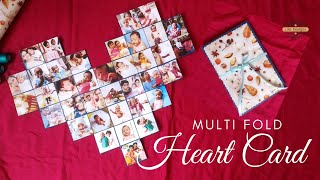 Heart Shape Photo Collage DIY | How to make Multi Fold Heart Shape Photo Card | Heart Photo Collage