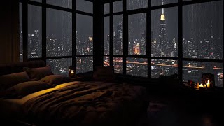 대도시의 조용하고 평화로운 비 오는 밤🍃 - 잠을 위한 빗소리 - 백만 달러의 잠