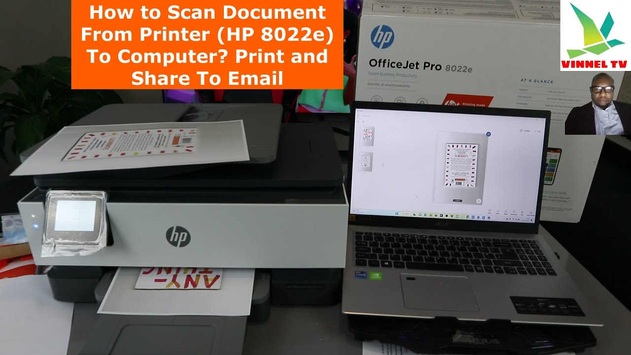 How to Scan Documents From Printer (HP OfficeJet 8022e) To Computer? Print  and Share To Email 