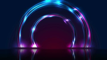 Blue Ultraviolet Neon Laser Circles with Reflection Abstract Flowing Rings Technology 4K