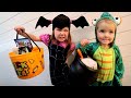 TRiCK or TREAT inside our HOUSE!!  Halloween Routine safe DIY neighborhood with Mom & Dad costumes!