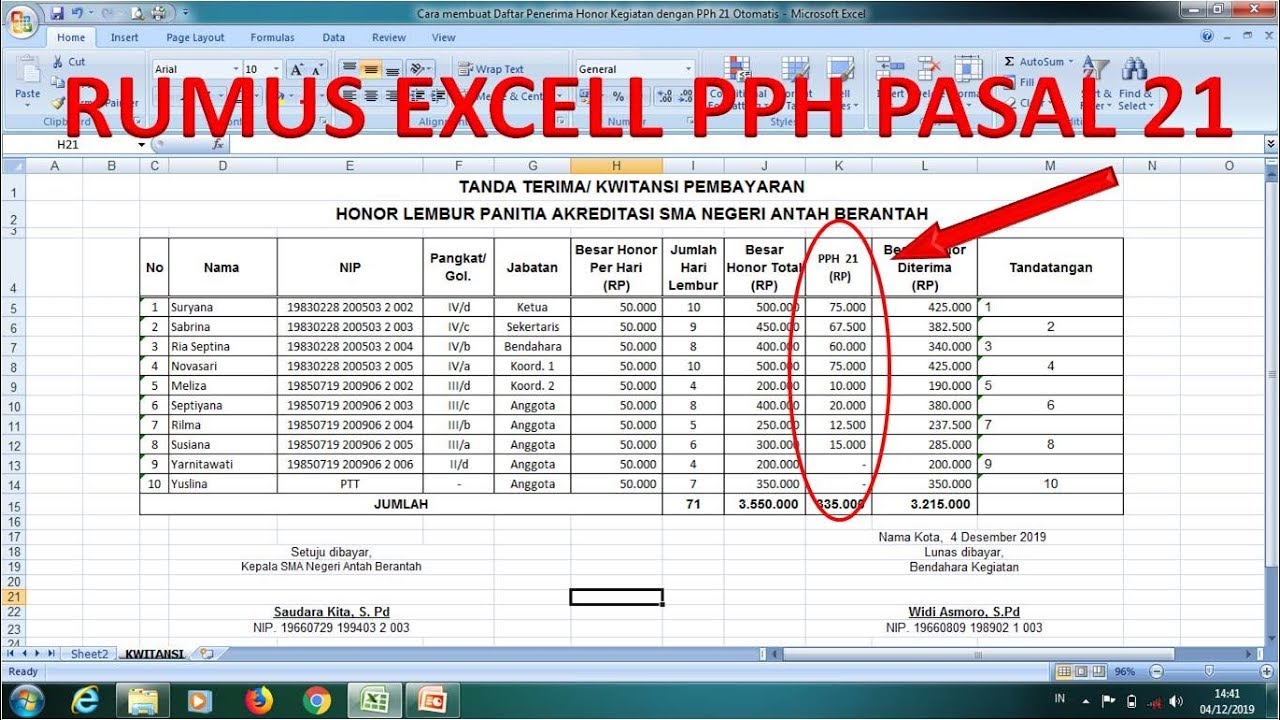 Rumus Excel Menghitung Kenaikan Gaji Berkala Pns