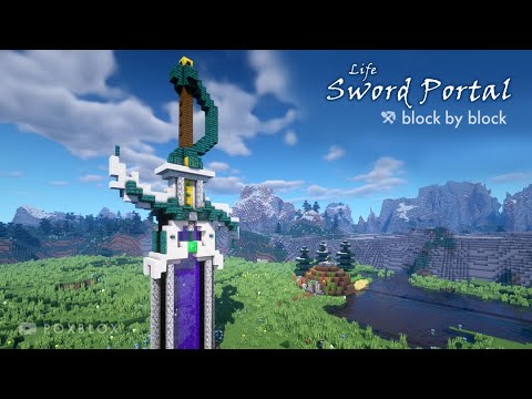 Minecraft: Light / Life Sword Tutorial | How to Make a Sword Nether Portal Block by Block