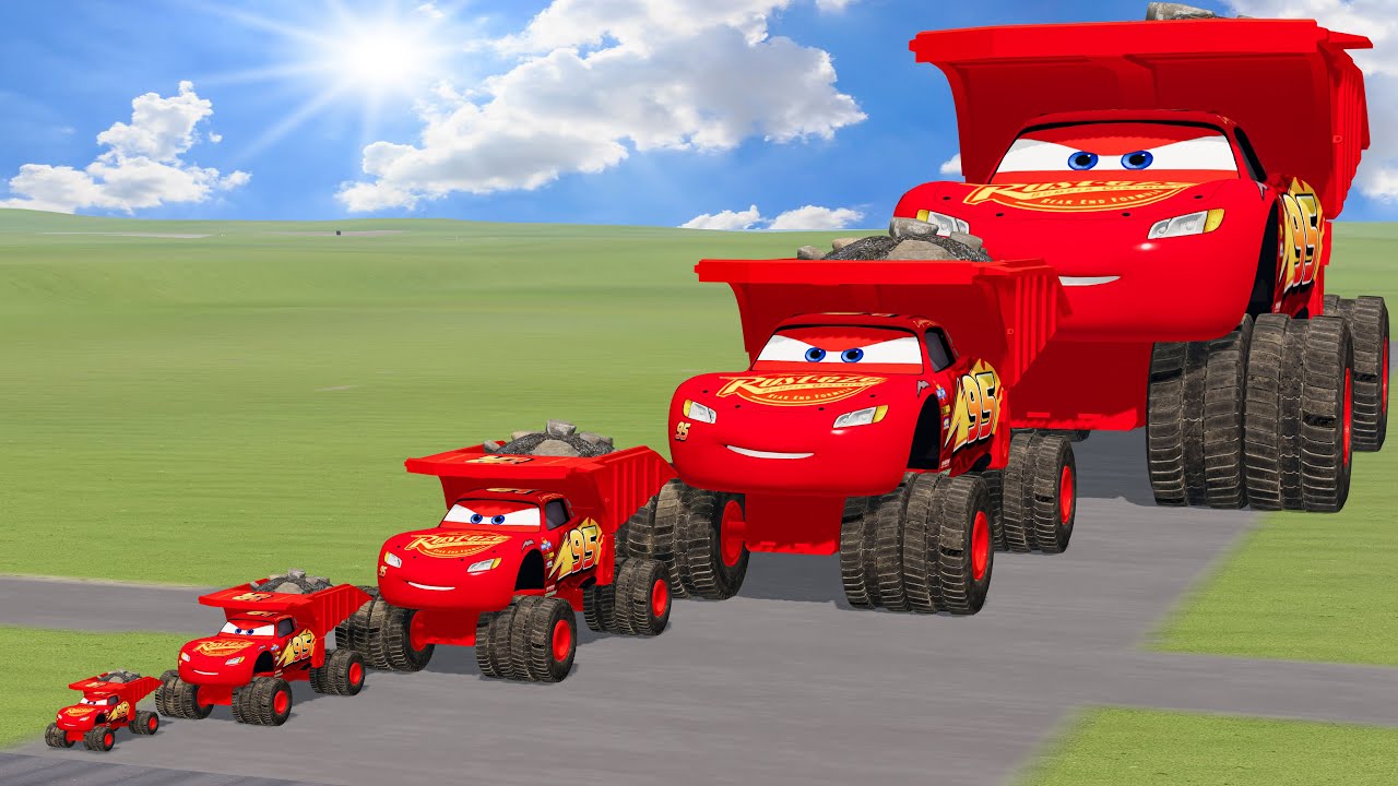 Big & Small Dump Truck Lightning Mcqueen vs Trains Thomas | BeamNG.Drive