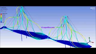 ANSYS WB modal FEA - Vibrations simulation of a cable suspension bridge modeled in DesignModeler