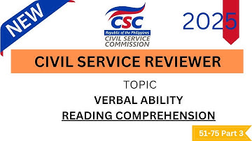 Civil Service Exam Reviewer Verbal Ability Reading Comprehension 51 to 75 Part 3