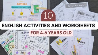 english activities and worksheets for 4 5 and 6 years old kindergarten english worksheet ideas youtube