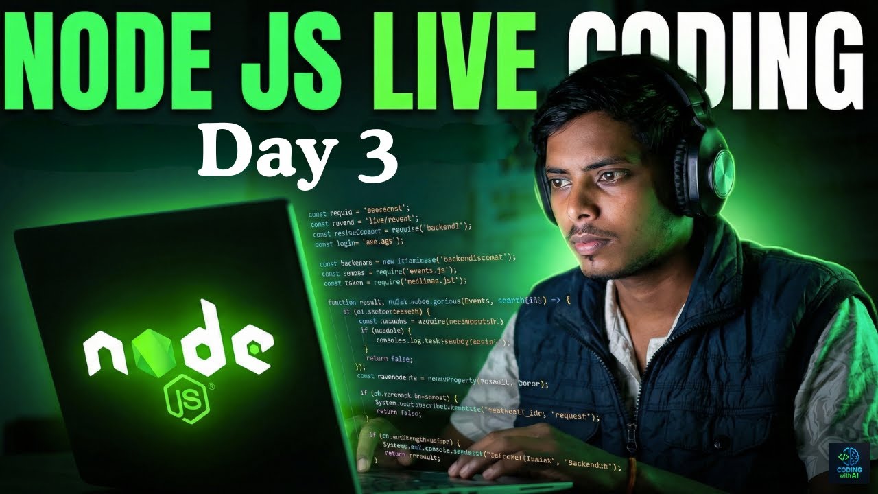 🔴Node.js Study Live Day 3 📖 | Silent Coding | Focus Study Mode