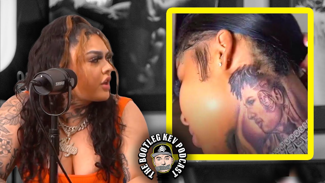 ⁣Chrisean Rock shows off a new portrait tattoo of Blueface on her neck