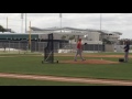 Aaron Wilkerson, a Boston Red Sox prospect signed out of independent ball, throws live BP during spr