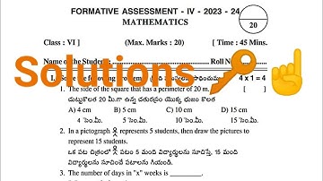 6th class FA-4 Maths Key 🔑 Answer