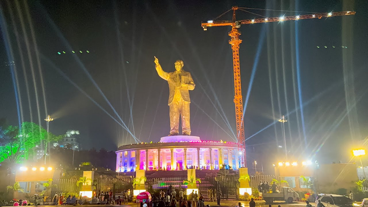 World’s Tallest Dr BR Ambedkar Statue Laser Light Show Visuals 125 Ft