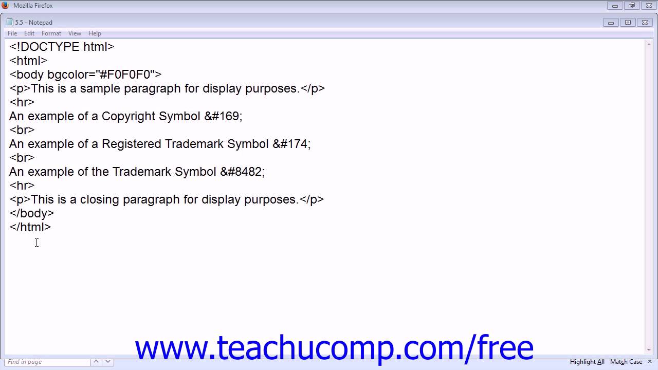 Special Characters in HTML - Tutorial - TeachUcomp, Inc.