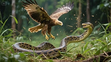 Eagle Strike: Golden Eagle vs Giant Python in a Deadly Clash#python #zebra#animalbattle#wildclash