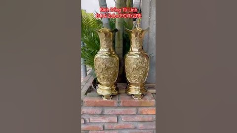 Cặp bình đồng tứ linh cao 36cm nặng 6,9kg