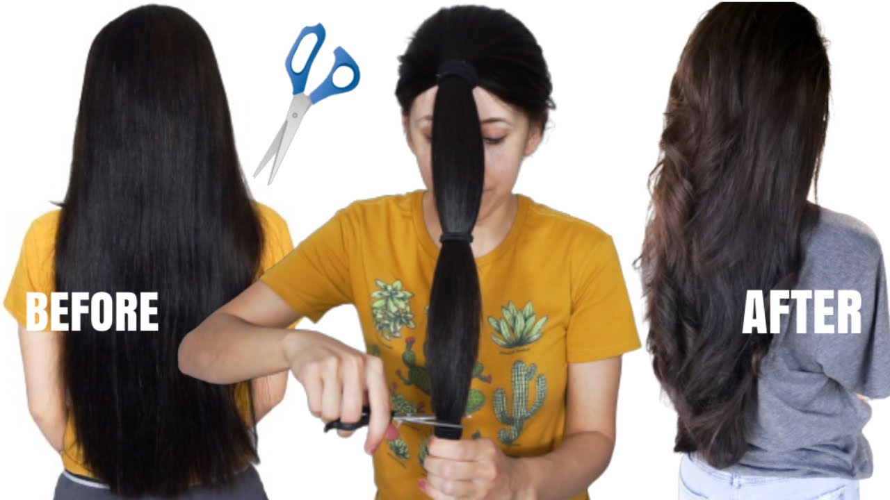 HOW I CUT MY HAIR AT HOME IN LAYERS | V SHAPE HAIRCUT | HAIR HACK - YouTube