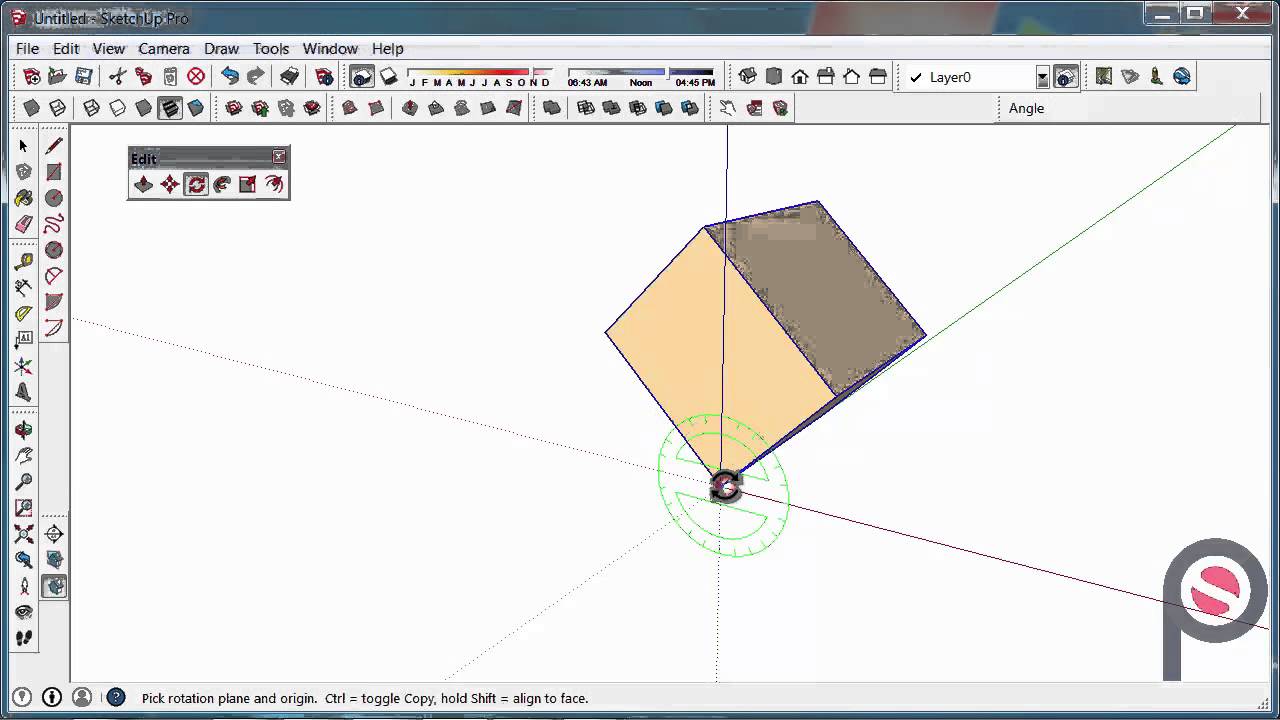 Sketchup - How To Use The Rotate Tool