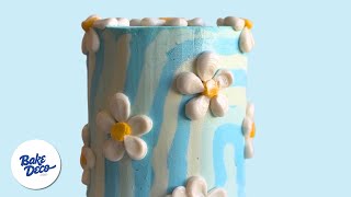 Easy Striped Daisy Cake Design