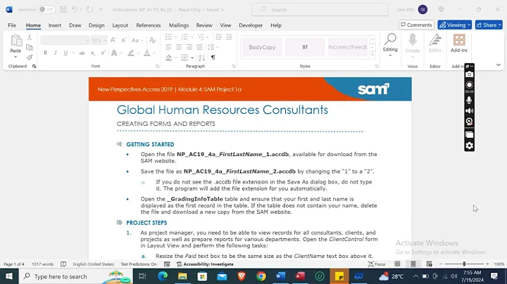 New Perspectives Access 2019 | Module 4 SAM Project 1a | Global Human Resources Consultants