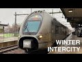  winter intercity  train drivers view linkping to gvle