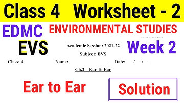 EDMC Worksheet 2 Class 4 EVS class 4th Environmental Studies worksheet 2 with Solution Week 2
