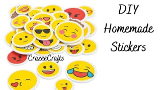 Make your own emoji stickers without double sided tape| Homemade Stickers DIY| Emoji stickers diy