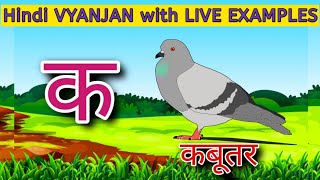 Hindi VYANJAN with LIVE Examples | क से कबूतर |  Hindi Vyanjan | WATRstar