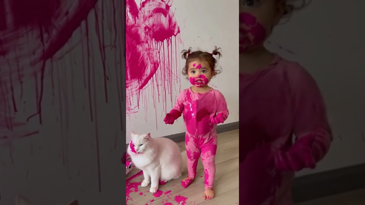 “The CAT? Really?"🤣 Messy Wall, Painted Cat, and the Toddler Denies Everything 👧🐱😂 