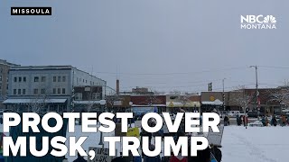 More than 100 protesters gather in Missoula against Trump, Musk
