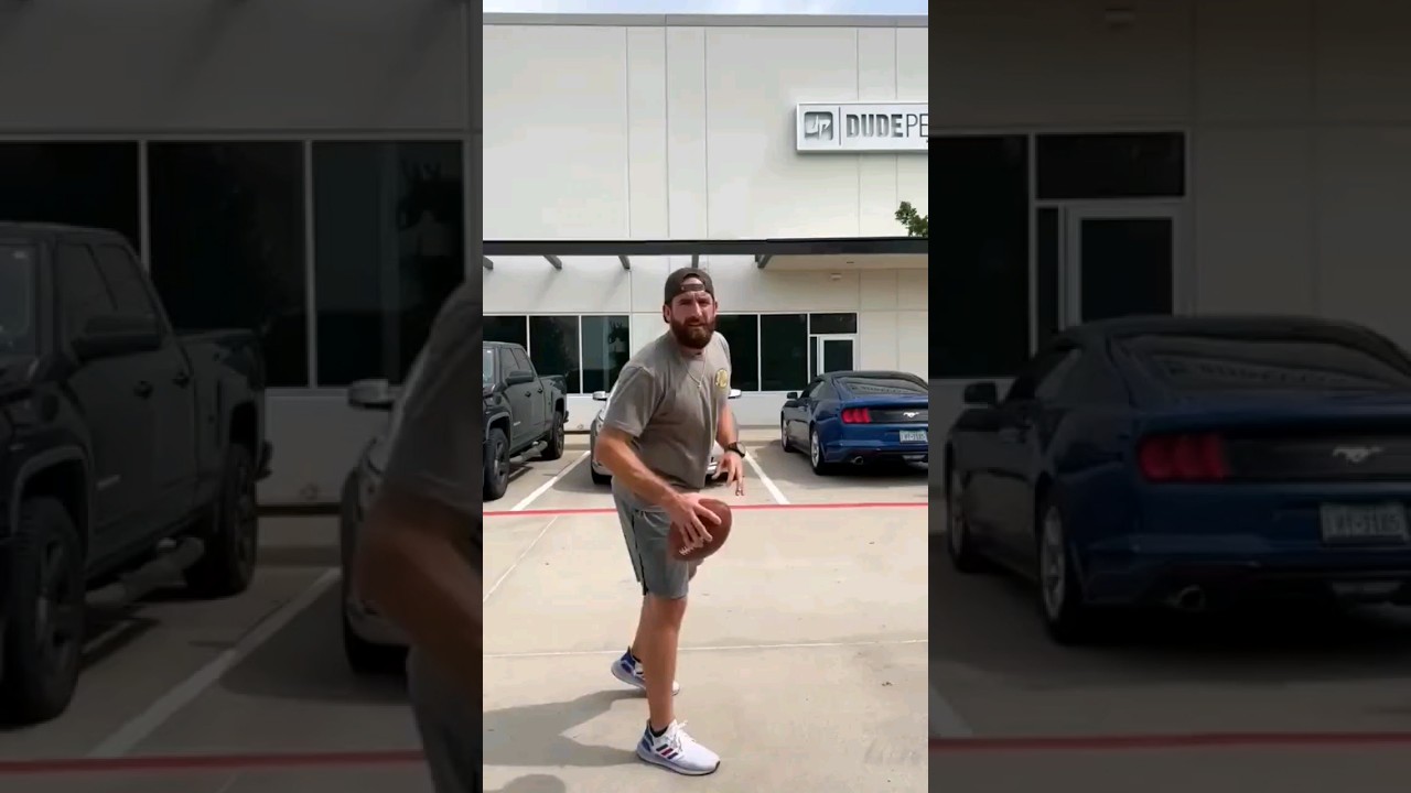 Longest football throw!nfl shorts apple fyp football dudeperfect