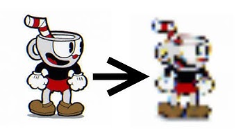 The Cuphead tutorial but every time he fails that jump it gets more pixelated