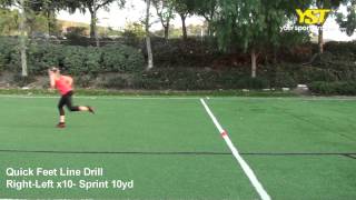 Quick Feet Line Drill Right-Left x10- Sprint 10yd