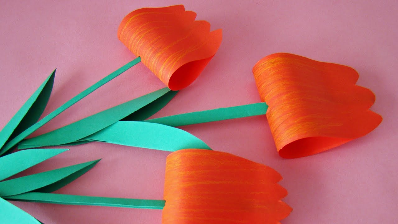 Tulipe en papier | Les fleurs en papier Facile | Comment faire des
