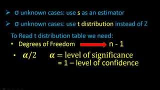 Confidence Interval Estimation Sigma Unknown