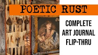 POETIC RUST: Complete Art Journal Flip-Through.  Rusted safety-pin binding.